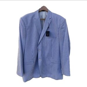 Blue & White Seersucker Blazer From Saddlebred (NWT - 54L)